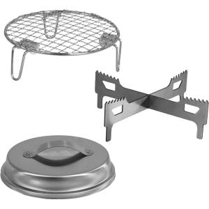 Sunnydaze 3-Piece Smokeless Tabletop Fire Pit Accessory Kit – Round Lid, Portable Fire Pit Stand, and Cooking Grate – Stainless Steel – 7.25″(7.25 in)