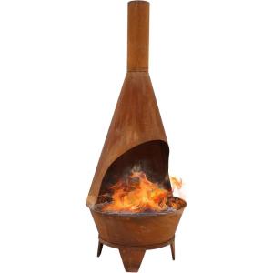 Sunnydaze 6-Foot Large Chiminea Outdoor Fireplace – Outdoor Wood-Burning Fireplace – Chimney Fire Pit with Grill Grate – Rustic