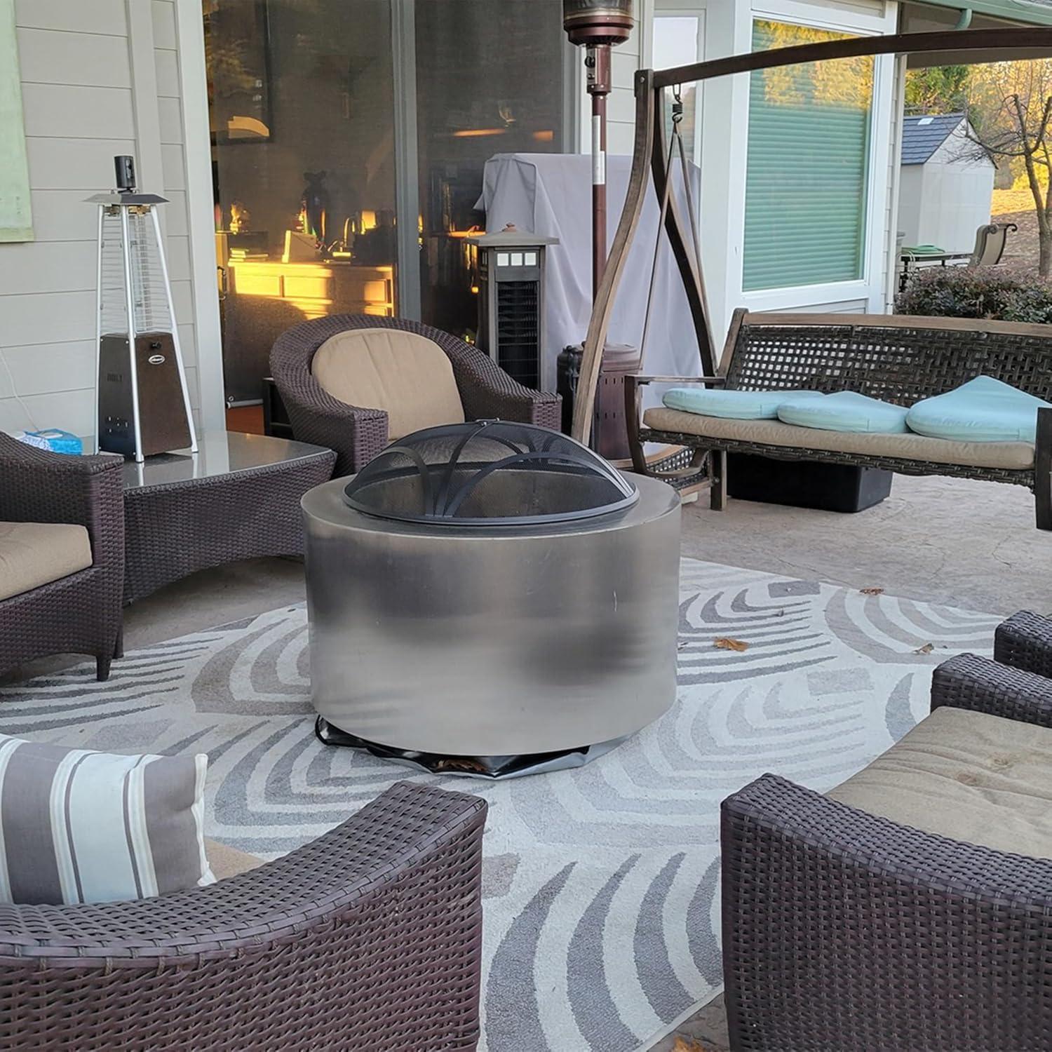 image:imageSunnydaze Black Reinforced Steel Mesh Fire Pit Spark Screen with Ring Handle 40Inch Diameter22 in