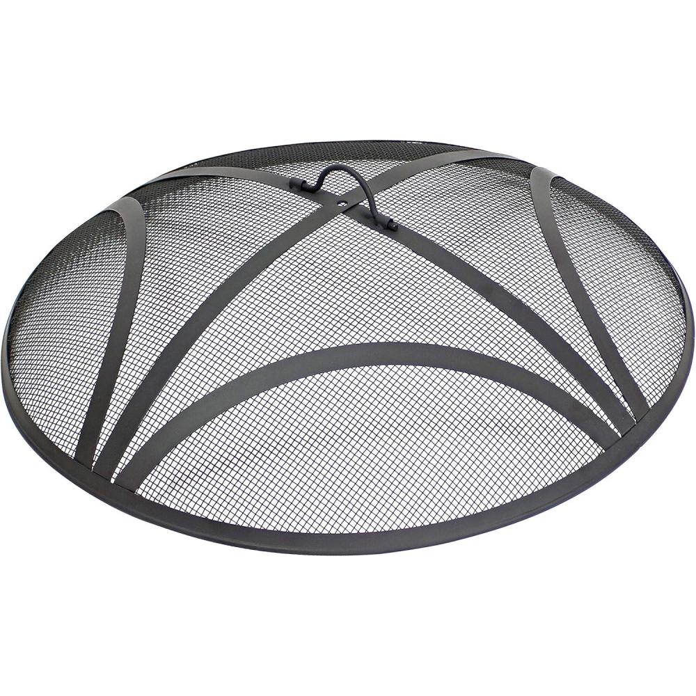 image:imageSunnydaze Black Reinforced Steel Mesh Fire Pit Spark Screen with Ring Handle 40Inch Diameter24 in