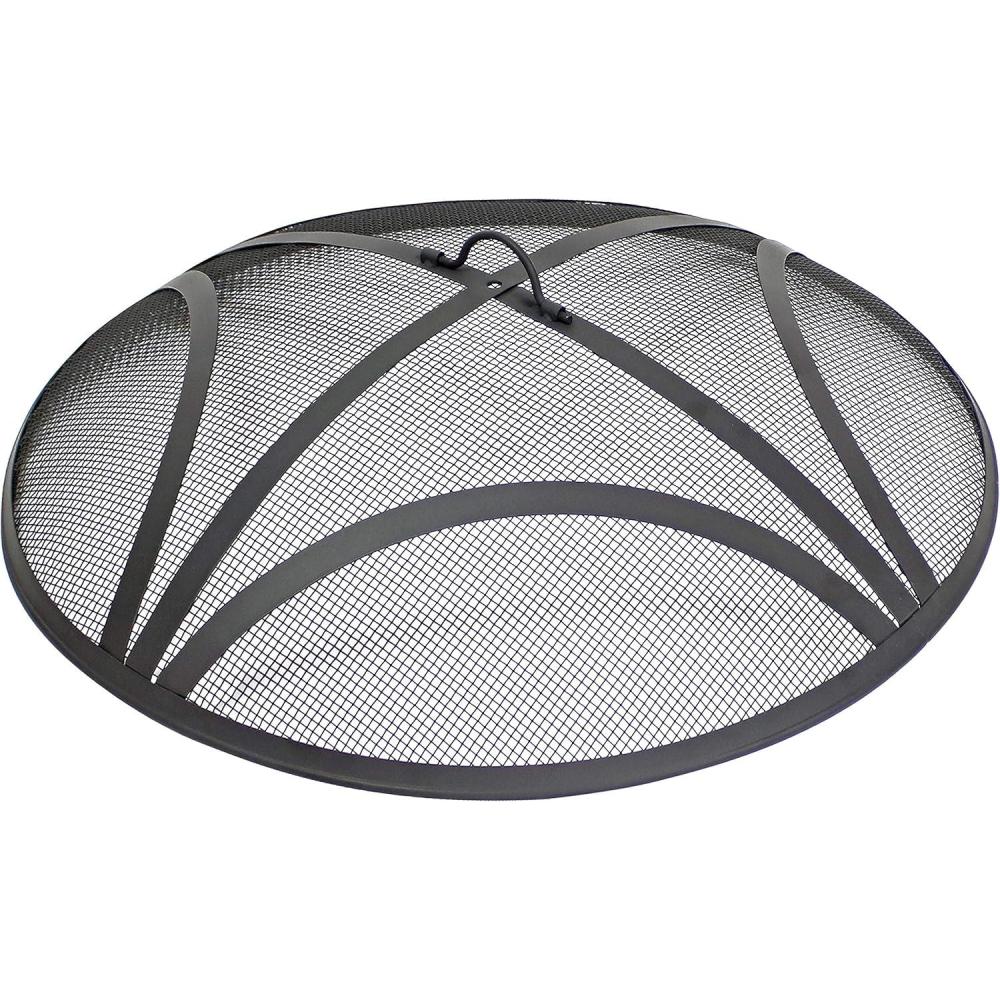 image:imageSunnydaze Black Reinforced Steel Mesh Fire Pit Spark Screen with Ring Handle 40Inch Diameter30 in