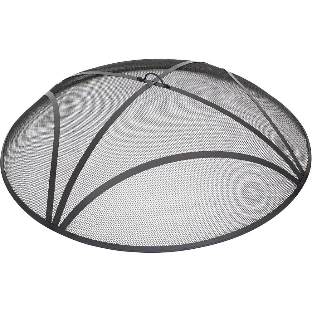 image:imageSunnydaze Black Reinforced Steel Mesh Fire Pit Spark Screen with Ring Handle 40Inch Diameter36 in