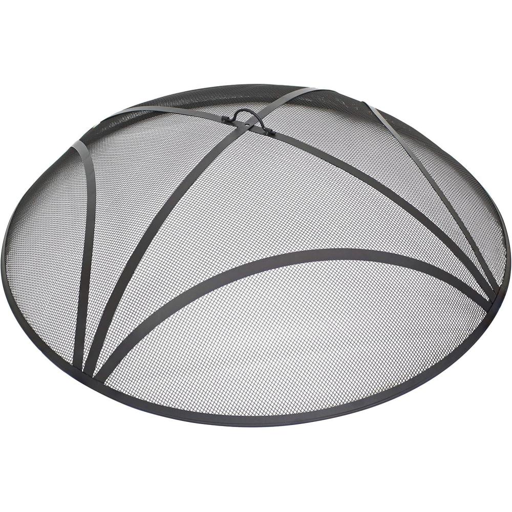 image:imageSunnydaze Black Reinforced Steel Mesh Fire Pit Spark Screen with Ring Handle  40Inch Diameter40 in