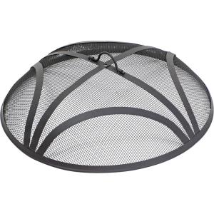 Sunnydaze Black Reinforced Steel Mesh Fire Pit Spark Screen with Ring Handle – 40-Inch Diameter(22 in)