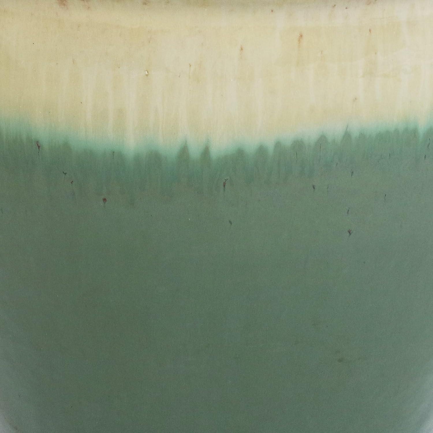 image:imageSunnydaze Large Ceramic Plant Pot Round Outdoor Glazed Ceramic Planter Pot with Drainage Chalet Imperial Blue 145Seafoam