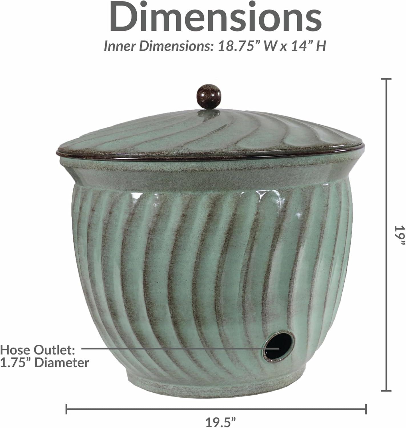 image:imageSunnydaze Metal Garden Hose Holder Pot with Lid UVResistant 145Foot Garden Hose Pot Holder Sage Glaze FinishSage Glaze