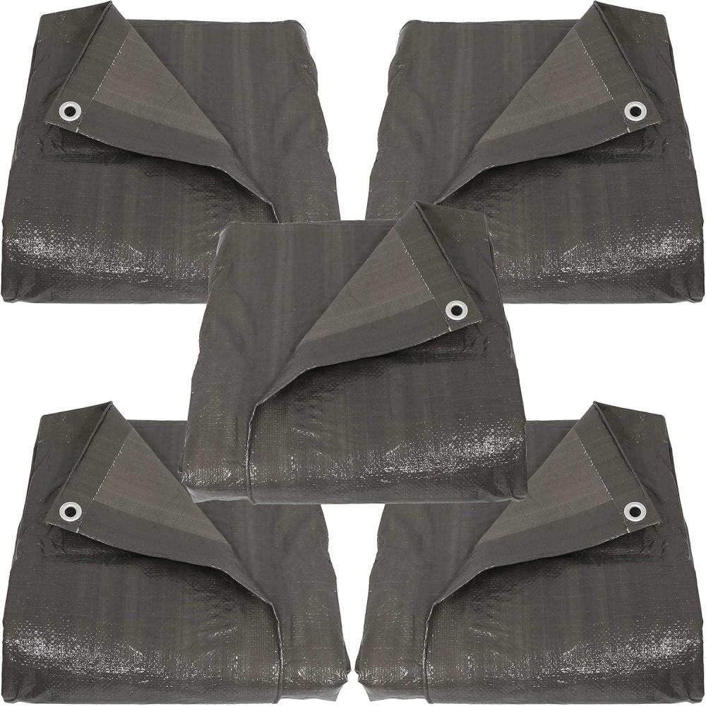 image:imageSunnydaze Dark Gray Reversible HeavyDuty Multipurpose Outdoor Tarps  Set of 512 x 16 Feet12 ft x 16 ft