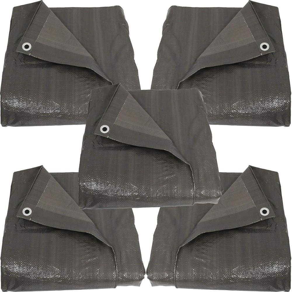 image:imageSunnydaze Dark Gray Reversible HeavyDuty Multipurpose Outdoor Tarps  Set of 512 x 16 Feet16 ft x 20 ft