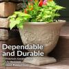 Sunnydaze 16-Inch Darcy Round Plant Pot – Polyresin Large Outdoor Urn Planter with Drillable Drainage Hole – 2 Pack – Beige(1)