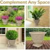 Sunnydaze 16-Inch Darcy Round Plant Pot – Polyresin Large Outdoor Urn Planter with Drillable Drainage Hole – 2 Pack – Beige(4)