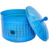 Sunnydaze Decorative Metal Garden Hose Holder Pot with Lid – UV-Resistant Blue Patina Finish – Holds up to 100-Foot Hose