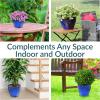 Sunnydaze Large Ceramic Plant Pot – Round Outdoor Glazed Ceramic Planter Pot with Drainage – Chalet – Imperial Blue – 14.5″(Imperial Blue)