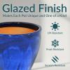 Sunnydaze Large Ceramic Plant Pot – Round Outdoor Glazed Ceramic Planter Pot with Drainage – Chalet – Imperial Blue – 14.5″(Imperial Blue)