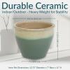 Sunnydaze Large Ceramic Plant Pot – Round Outdoor Glazed Ceramic Planter Pot with Drainage – Chalet – Imperial Blue – 14.5″(Seafoam)