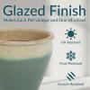 Sunnydaze Large Ceramic Plant Pot – Round Outdoor Glazed Ceramic Planter Pot with Drainage – Chalet – Imperial Blue – 14.5″(Seafoam)
