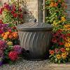 Sunnydaze Metal Garden Hose Holder Pot with Lid – UV-Resistant 145-Foot Garden Hose Pot Holder – Sage Glaze Finish(Black Glaze)