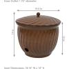 Sunnydaze Metal Garden Hose Holder Pot with Lid – UV-Resistant 145-Foot Garden Hose Pot Holder – Sage Glaze Finish(Brown Glaze)
