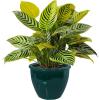 Sunnydaze Large Ceramic Plant Pot – Round Outdoor Glazed Ceramic Planter Pot with Drainage – Chalet – Imperial Blue – 14.5″(Dark Green)