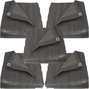 Sunnydaze Dark Gray Reversible Heavy-Duty Multipurpose Outdoor Tarps – Set of 5-12 x 16 Feet(12 ft x 16 ft)