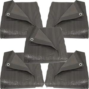 Sunnydaze Dark Gray Reversible Heavy-Duty Multipurpose Outdoor Tarps – Set of 5-12 x 16 Feet(16 ft x 20 ft)