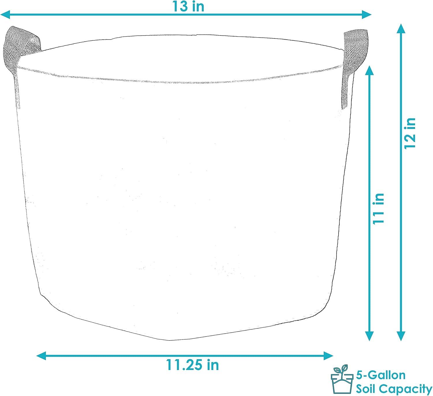 image:imageSunnydaze 5Pack of 1Gallon Garden Grow Bags for Vegetables Black 300 GSM NonWoven Polypropylene Felt Fabric Flower Pots and Planters with Handles Gardening Containers5 gal