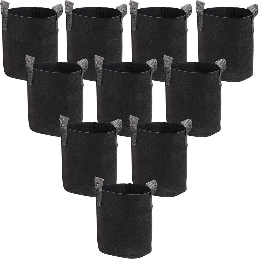 image:imageSunnydaze 10Pack of 7Gallon Garden Grow Bags for Vegetables Black 300 GSM NonWoven Polypropylene Felt Fabric Flower Pots and Planters with Handles Gardening Containers2 gal