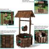 Sunnydaze 45” H Wooden Garden Wishing Well for Outside – Decorative Wishing Well Planter Cover with Hanging Flower Bucket