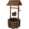 Sunnydaze 45” H Wooden Garden Wishing Well for Outside – Decorative Wishing Well Planter Cover with Hanging Flower Bucket