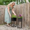 Sunnydaze Modern Simplicity 8.25″ Square Metal Raised Planter Box with Legs – Set of 2 – Indoor or Outdoor Use – Black – 27″ H(Black)