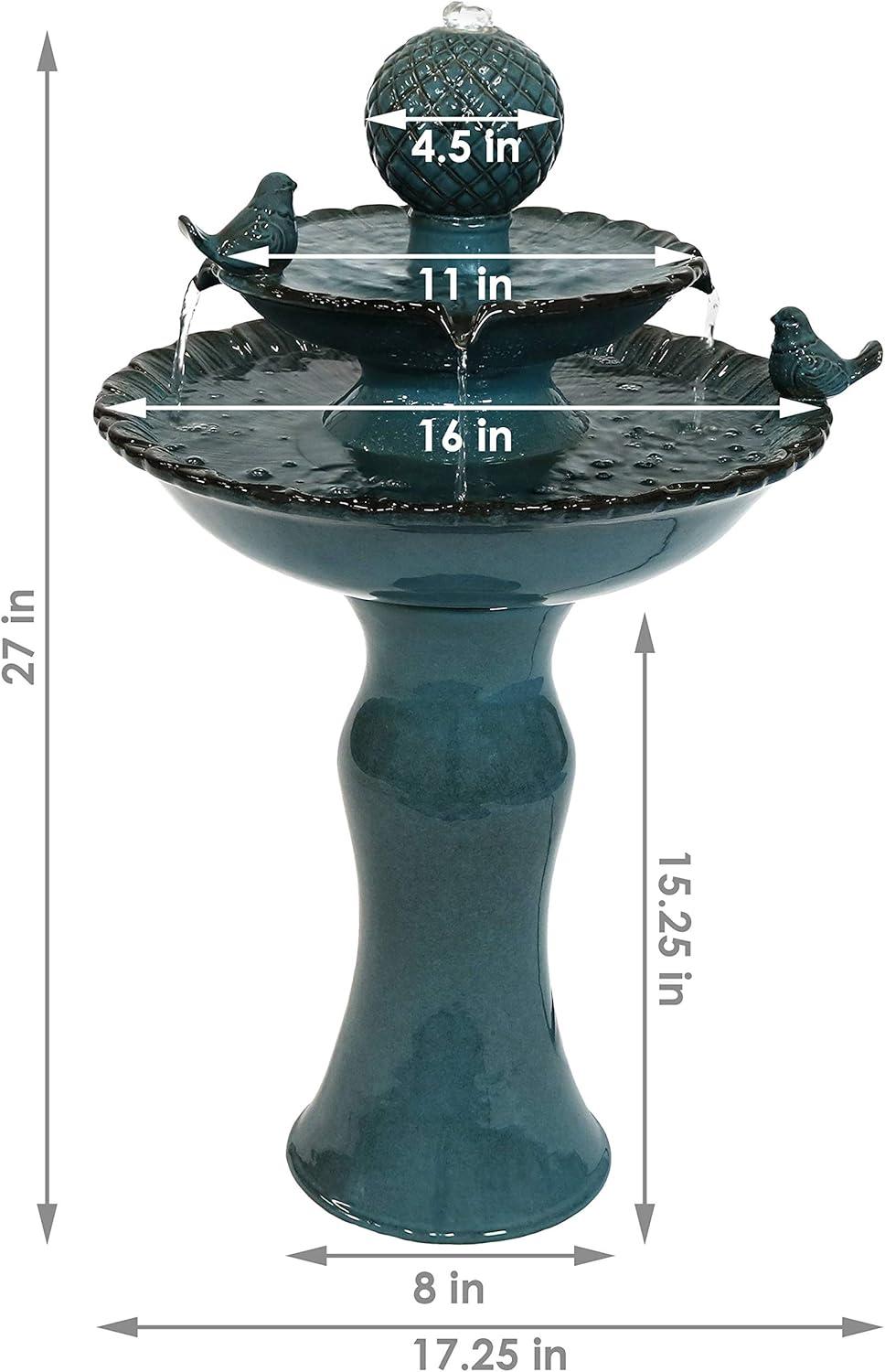 image:imageSunnydaze 27 H 2Tier Ceramic Water Fountain Outdoor Water Feature for Patio Yard Balcony Garden Fountain BlueBlue