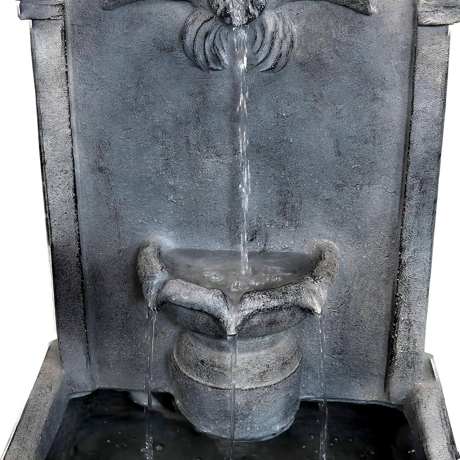 image:imageSunnydaze 28Inch Outdoor FrenchInspired Flat Back Water Fountain Glass Fiber Reinforced Concrete Construction