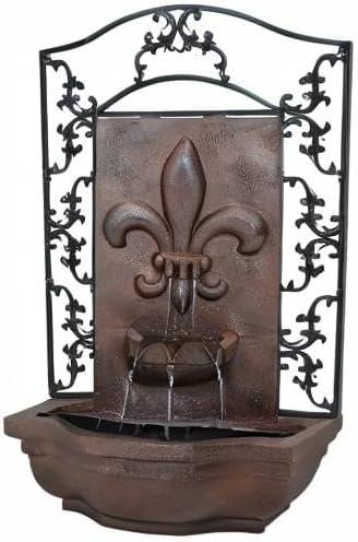 image:imageSunnydaze 33 Outdoor Wall Water Fountain with Pump and Panel Florentine Finish French Lily SolarPoweredIron
