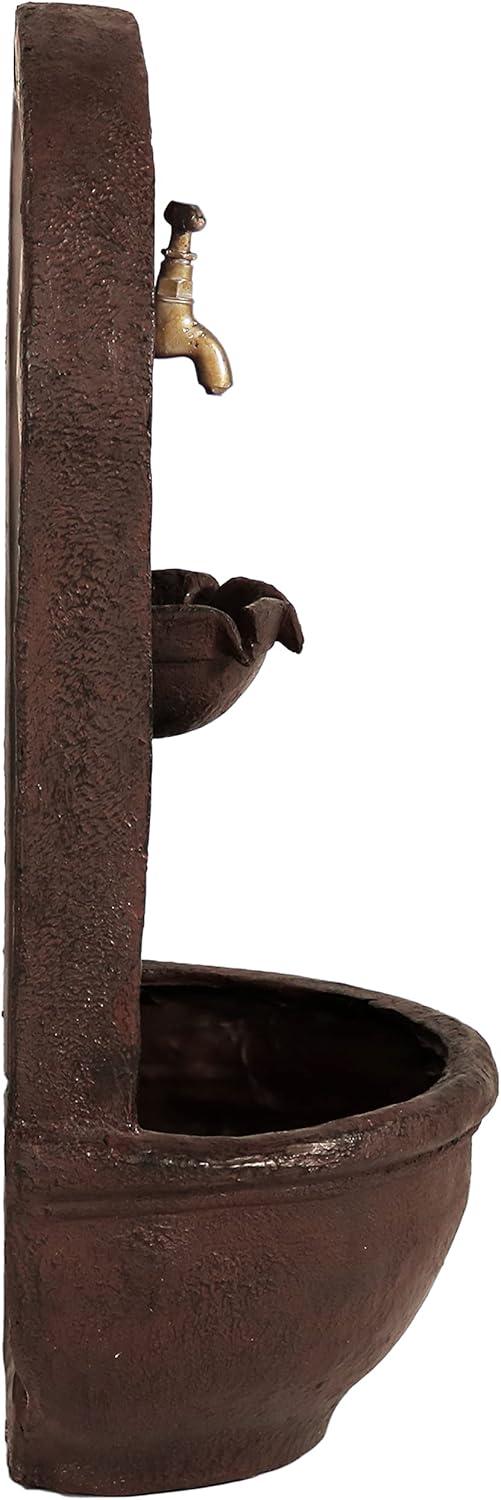 image:imageSunnydaze 33 Outdoor Wall Water Fountain with Pump and Panel Florentine Finish French Lily SolarPoweredIron