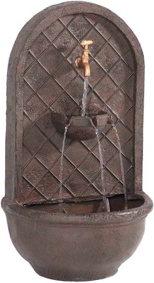 image:imageSunnydaze 33 Outdoor Wall Water Fountain with Pump and Panel Florentine Finish French Lily SolarPoweredIron