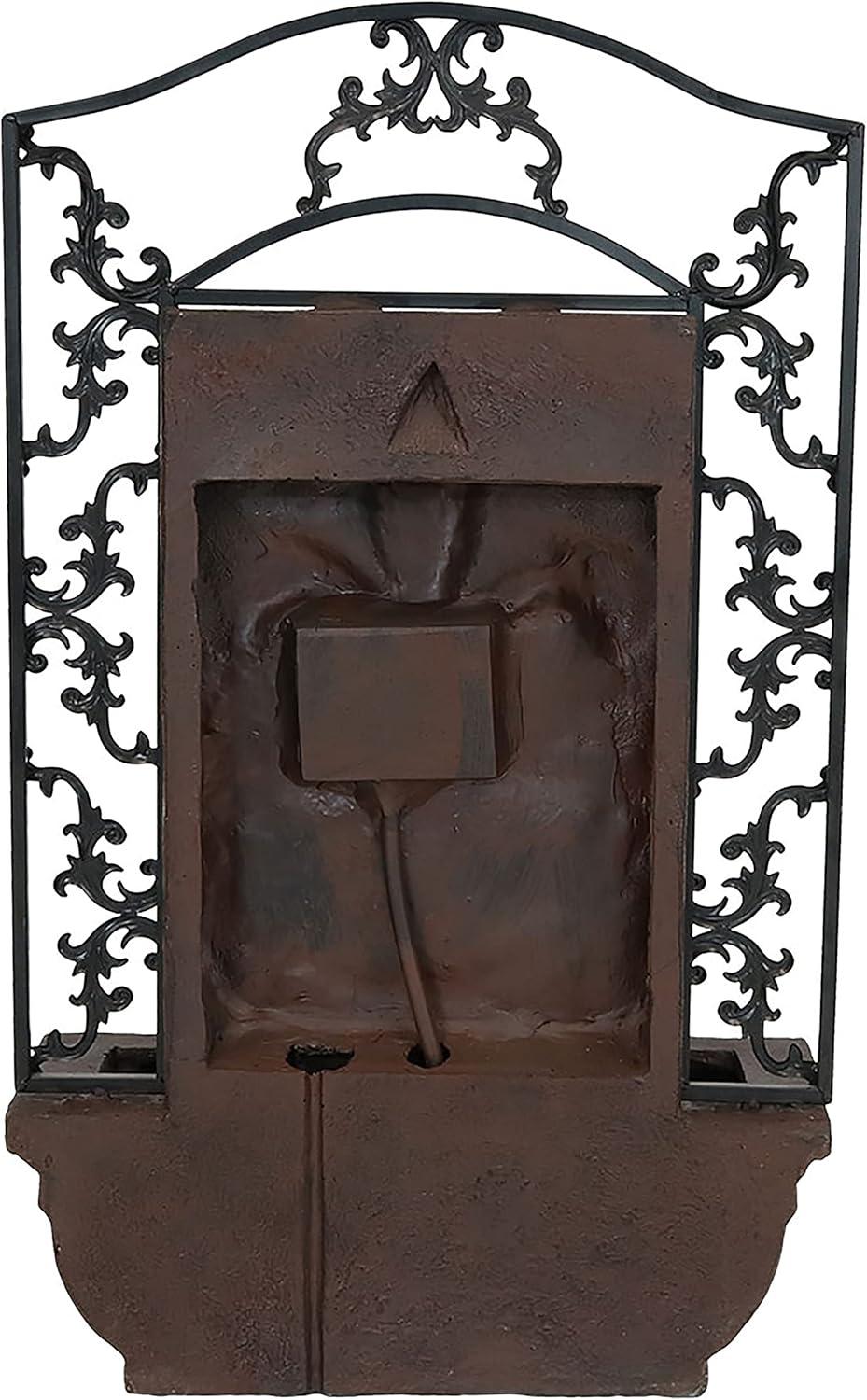 image:imageSunnydaze 33 Outdoor Wall Water Fountain with Pump and Panel Florentine Finish French Lily SolarPoweredIron