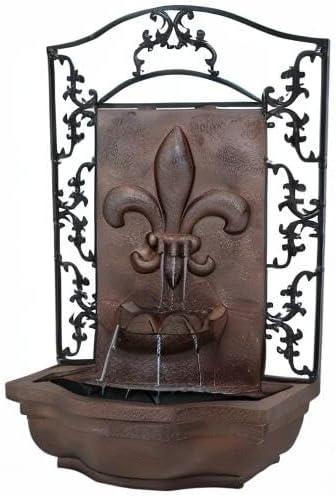 image:imageSunnydaze 33 Outdoor Wall Water Fountain with Pump and Panel Florentine Finish French Lily SolarPoweredIron
