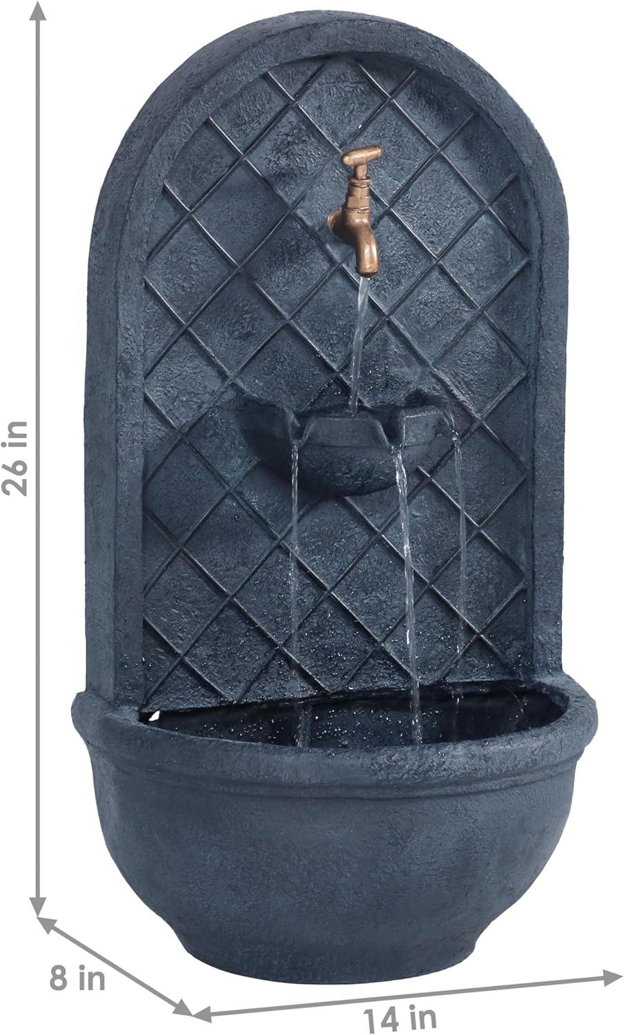 image:imageSunnydaze 33 Outdoor Wall Water Fountain with Pump and Panel Florentine Finish French Lily SolarPoweredLead