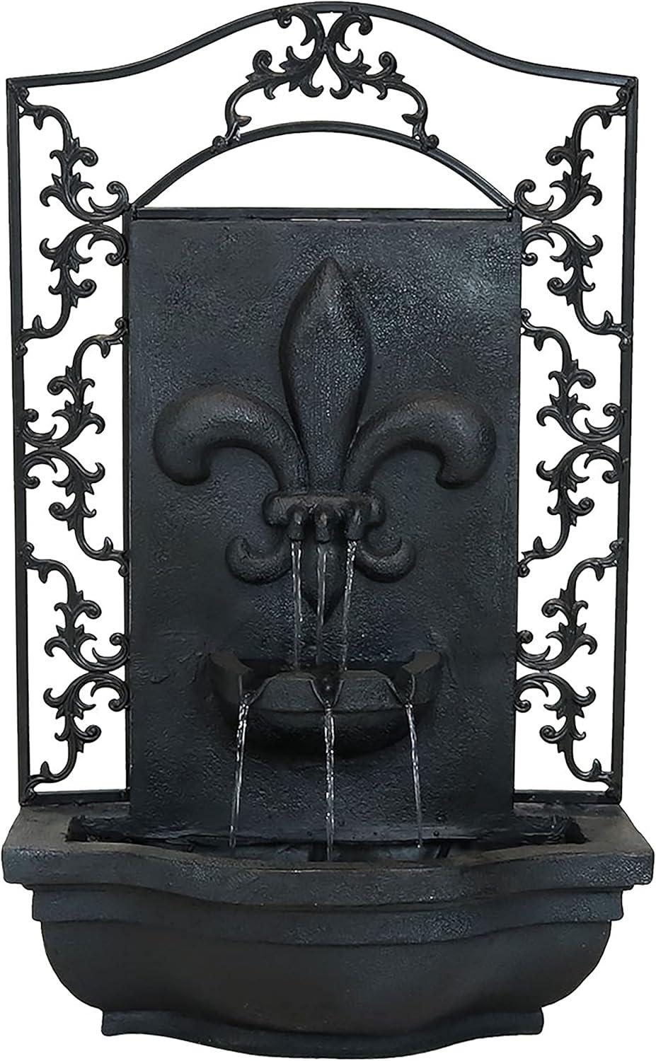 image:imageSunnydaze 33 Outdoor Wall Water Fountain with Pump and Panel Florentine Finish French Lily SolarPoweredLead