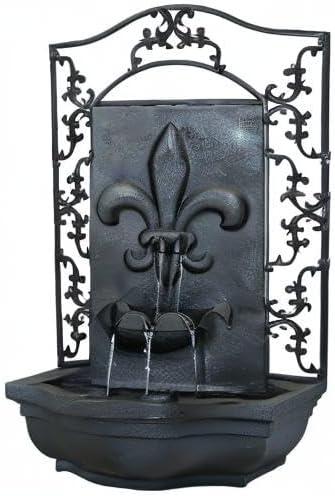 image:imageSunnydaze 33 Outdoor Wall Water Fountain with Pump and Panel Florentine Finish French Lily SolarPoweredLead