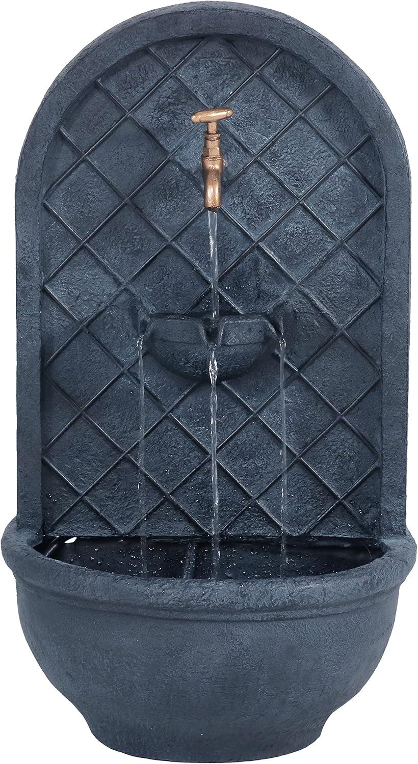 image:imageSunnydaze 33 Outdoor Wall Water Fountain with Pump and Panel Florentine Finish French Lily SolarPoweredLead