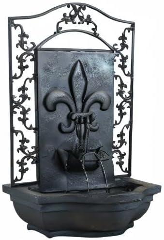 image:imageSunnydaze 33 Outdoor Wall Water Fountain with Pump and Panel Florentine Finish French Lily SolarPoweredLead