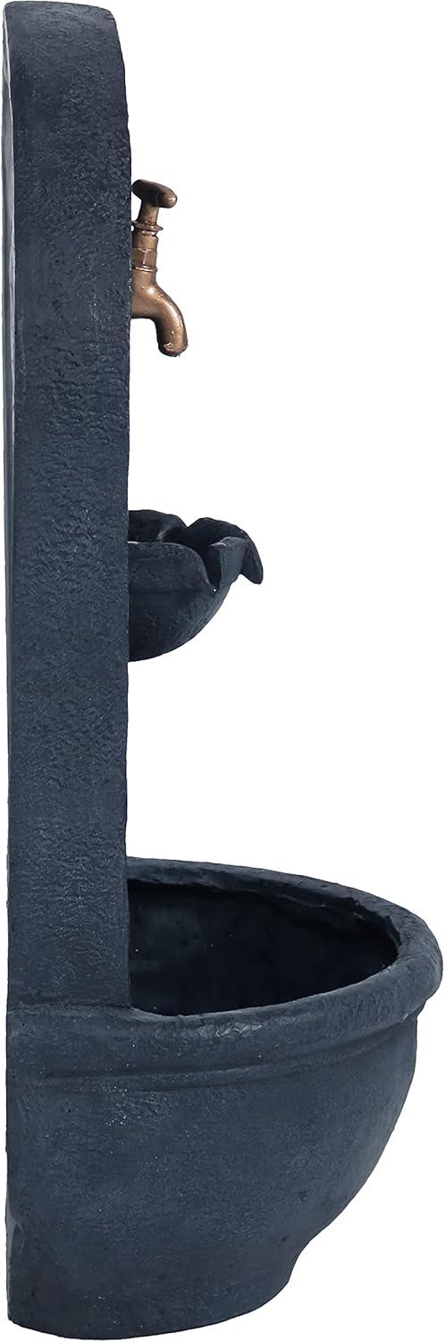image:imageSunnydaze 33 Outdoor Wall Water Fountain with Pump and Panel Florentine Finish French Lily SolarPoweredLead