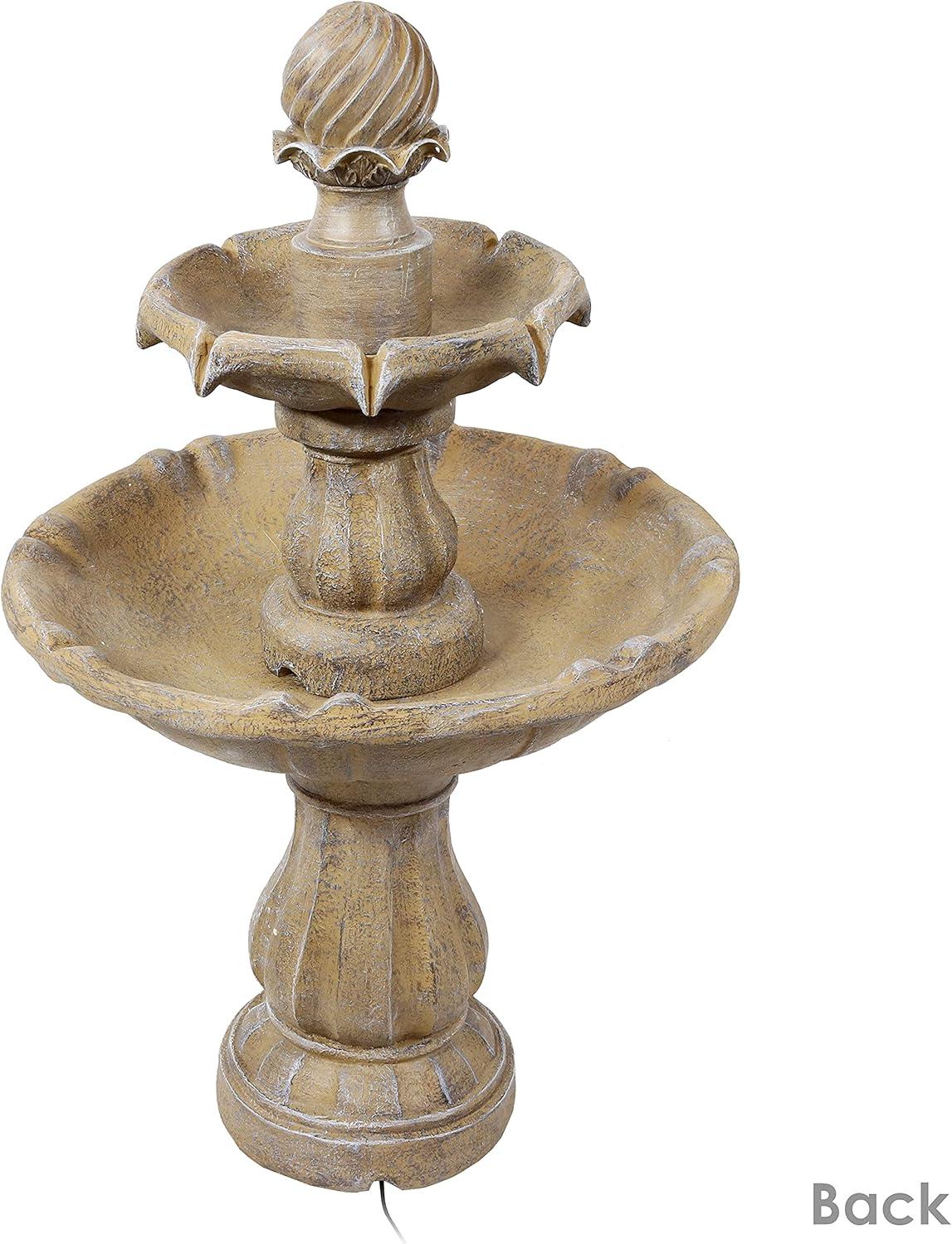 image:imageSunnydaze 35 Solar 2Tier Outdoor Water Fountain Outdoor Water Fountain with Battery Backup and Pump EarthEarth