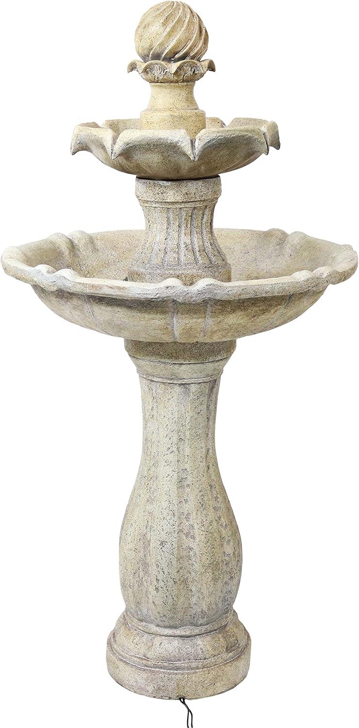 image:imageSunnydaze 45Inch 2Tier Arcade Outdoor Solar Water Fountain Outdoor Water Feature with LED Light for Garden Patio Yard or Balcony WhiteEarth