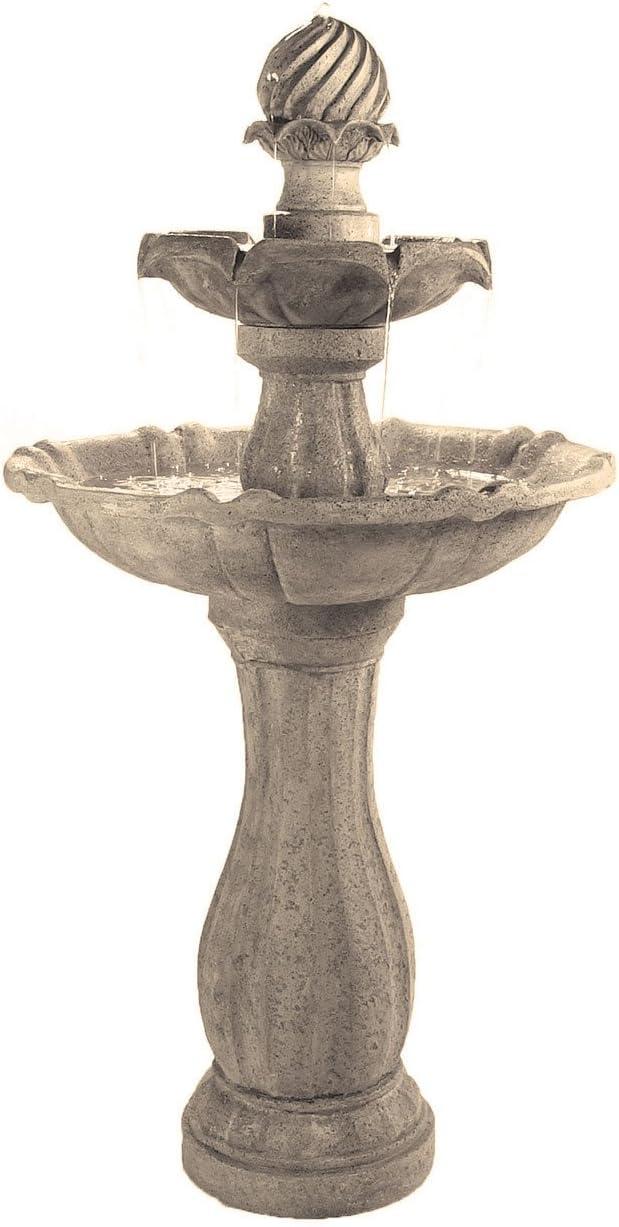 image:imageSunnydaze 45Inch 2Tier Arcade Outdoor Solar Water Fountain Outdoor Water Feature with LED Light for Garden Patio Yard or Balcony WhiteEarth