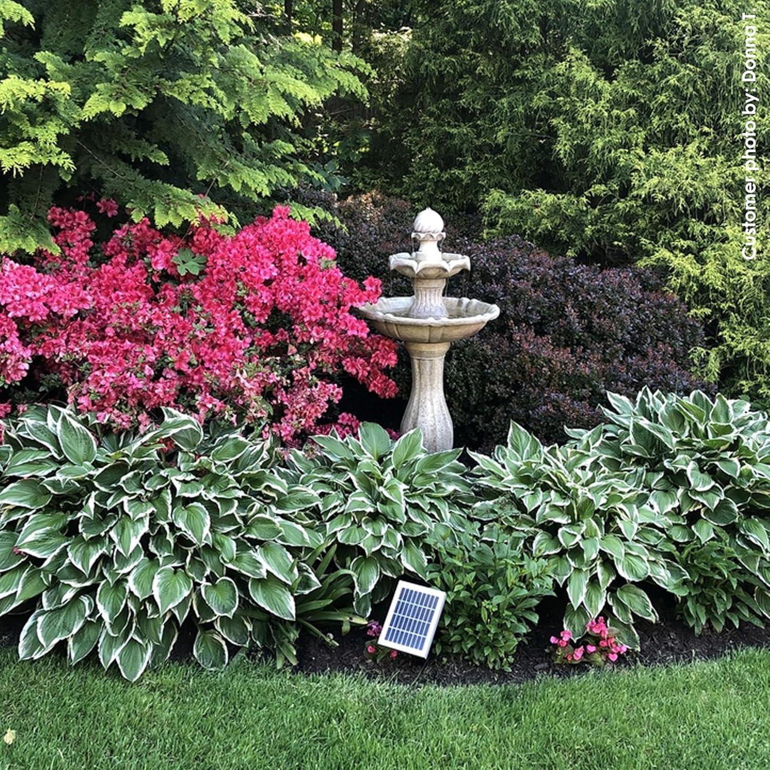 image:imageSunnydaze 45Inch 2Tier Arcade Outdoor Solar Water Fountain Outdoor Water Feature with LED Light for Garden Patio Yard or Balcony WhiteEarth