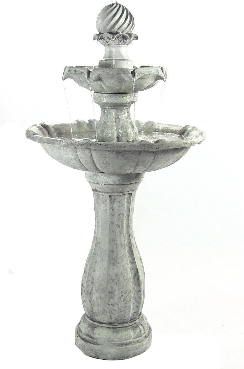 image:imageSunnydaze 45Inch 2Tier Arcade Outdoor Solar Water Fountain Outdoor Water Feature with LED Light for Garden Patio Yard or Balcony WhiteWhite