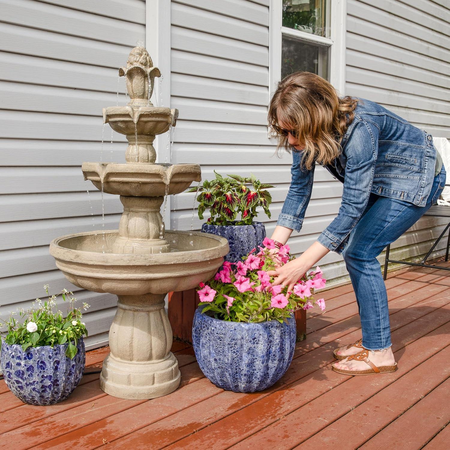 image:imageSunnydaze 48Inch 3Tier Electric Water Fountain Outdoor Water Feature for Patio Yard or Deck Outdoor Water Fountain