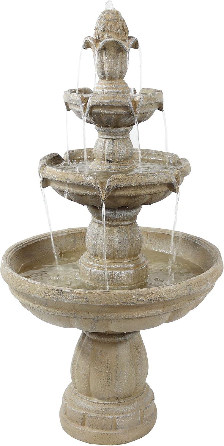 image:imageSunnydaze 48Inch 3Tier Electric Water Fountain Outdoor Water Feature for Patio Yard or Deck Outdoor Water Fountain