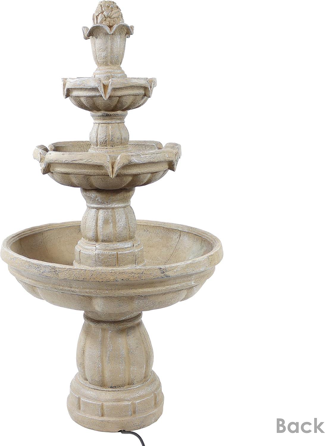 image:imageSunnydaze 48Inch 3Tier Electric Water Fountain Outdoor Water Feature for Patio Yard or Deck Outdoor Water Fountain